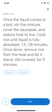 MealsHub cooking instructions