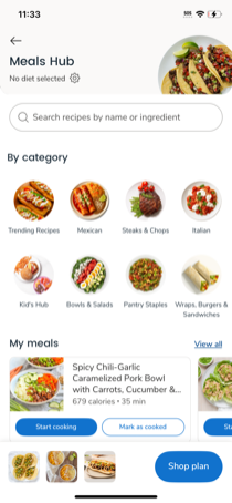 MealsHub home screen